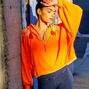 Free People Movement Let It Go Bright Neon Orange Hoodie